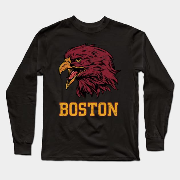 Funny Vintage Eagle Face Head Boston Gameday Of Football Long Sleeve T-Shirt by cytoplastmaximume